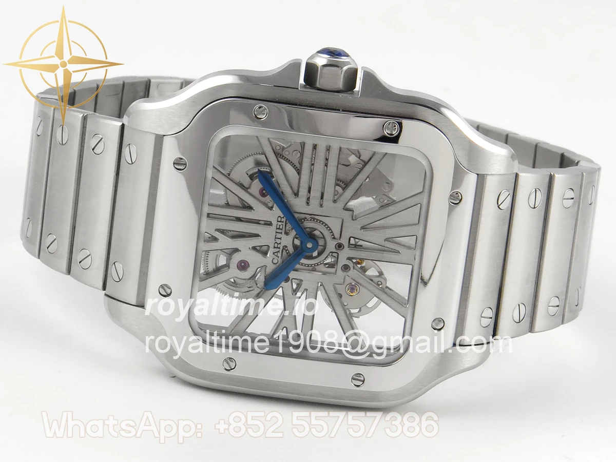 Cartier Santos de Cartier Skeleton SS/YG MLF Skeleton Dial on SS/YG SmartLink Bracelet 9611MC - Image 8
