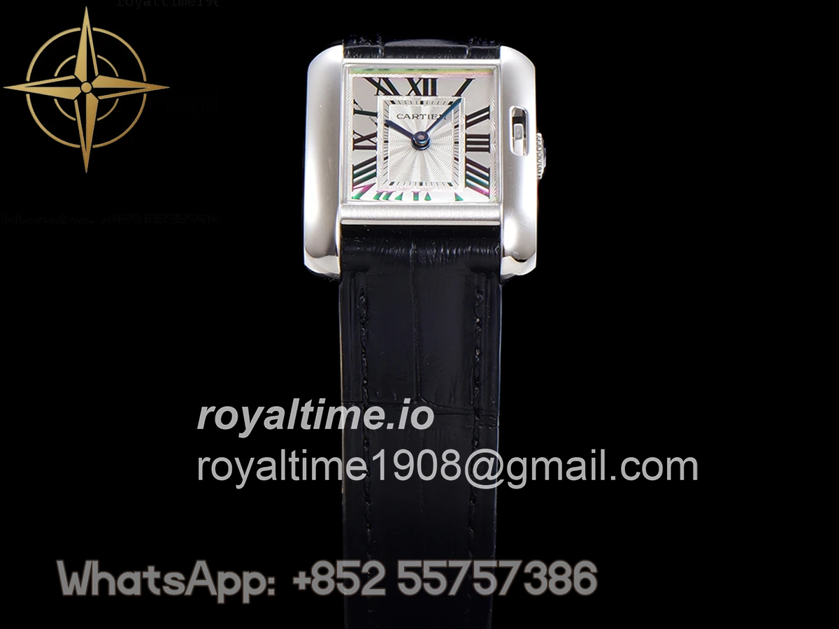 Cartier Tank Anglaise 30.2mm White Dial in Steel on Leather Strap - Image 8