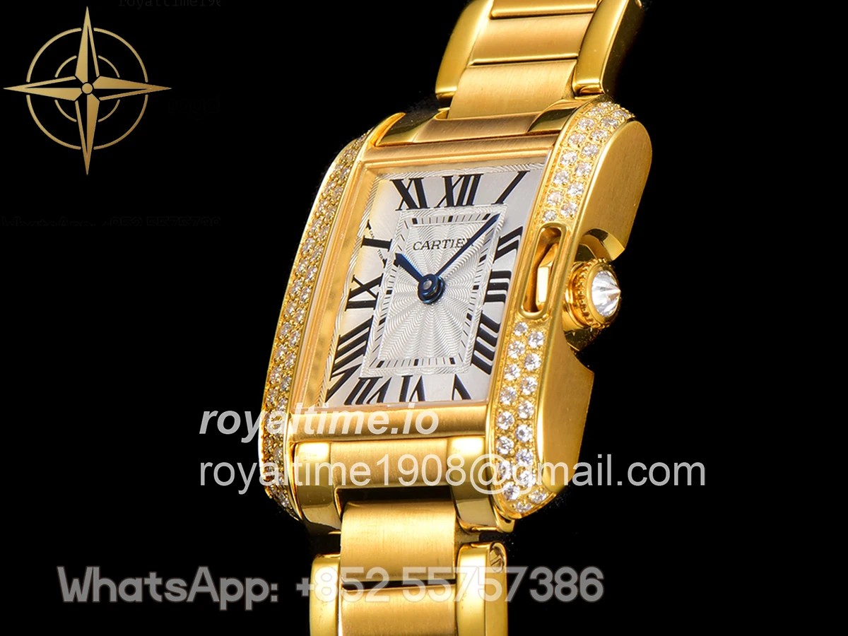 Cartier Tank Anglaise 30.2mm White Dial with Diamond Bezel in Yellow Gold - Image 8