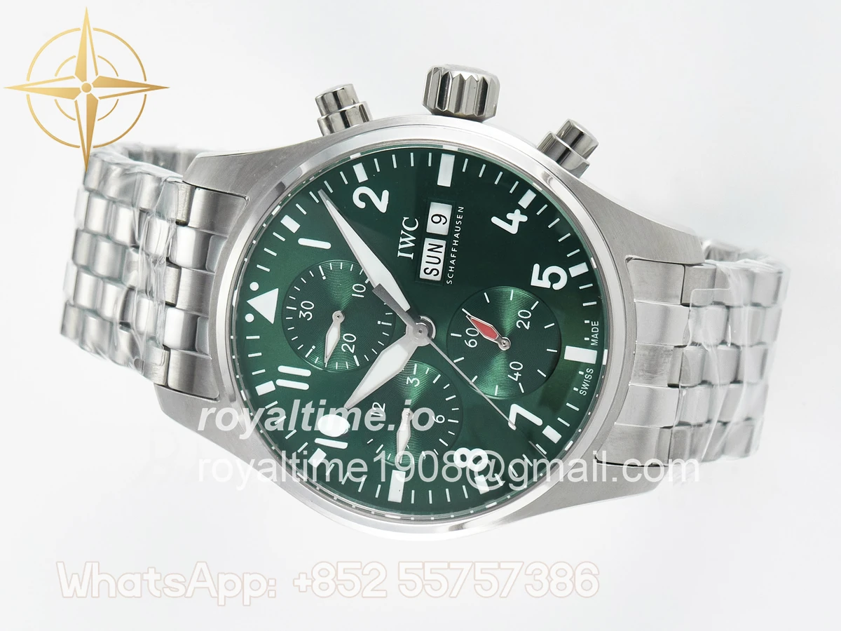 IWC Pilot’s Watch IW388104 BLSF Performance Chronograph 41mm SS Green Dial On Stainless steel bracelet A7750 to 69385 - Image 8