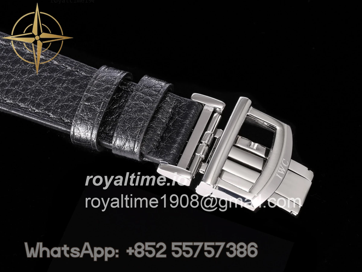 IWC Portofino IW659601 Automatic Moon Phase 37 White Dial on Black Leather Strap - Image 8