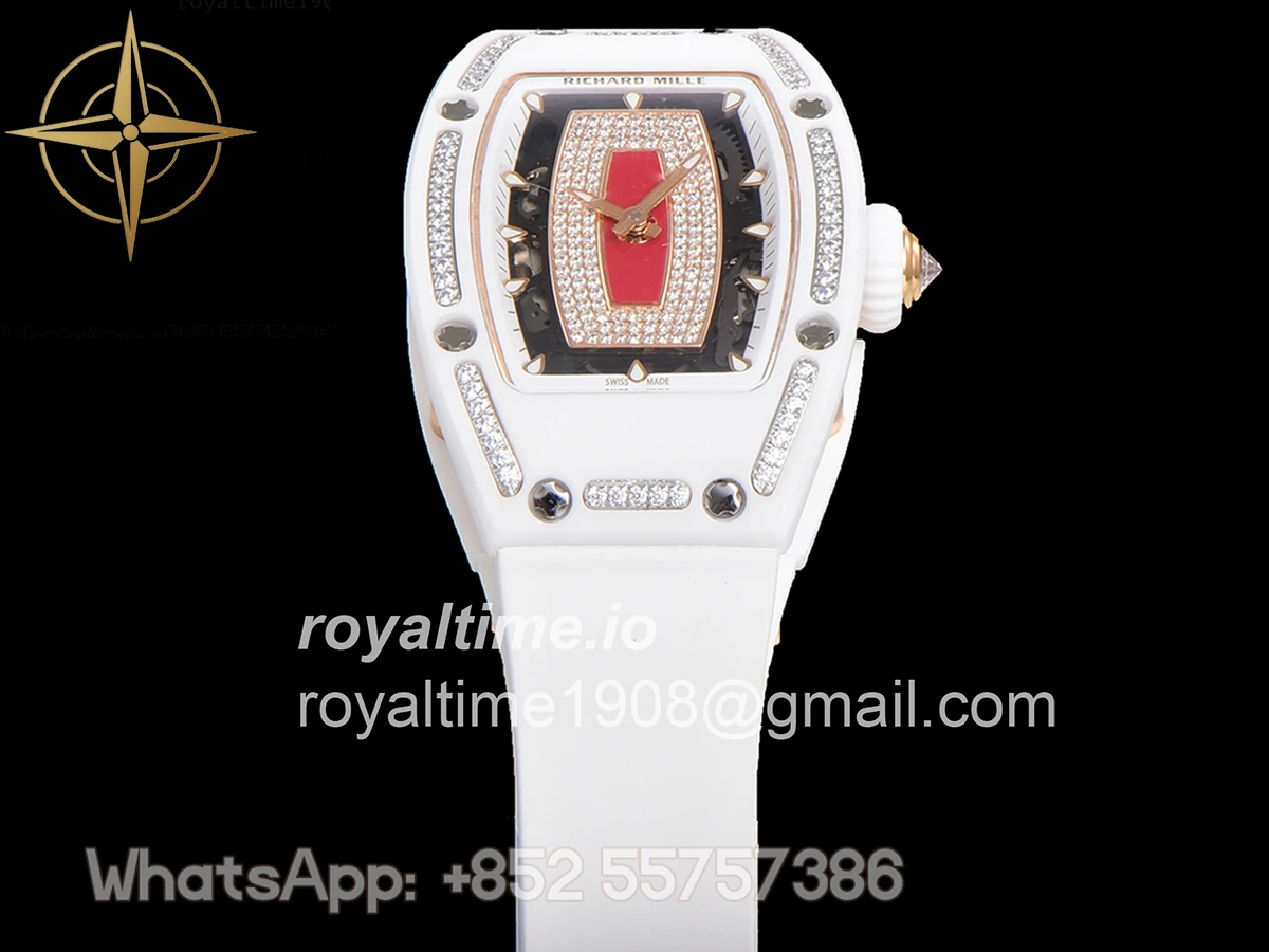 Richard Mille RM 007 Automatic Ladies White Ceramic Red Lips Diamond - Image 8