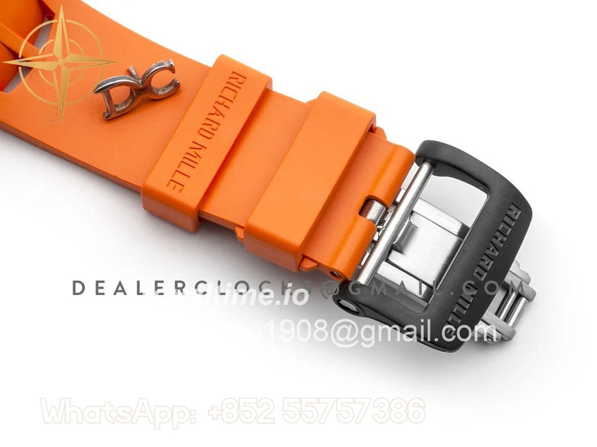 Richard Mille RM 011 Automatic Flyback Chronograph Carbon on Orange Rubber Strap - Image 8