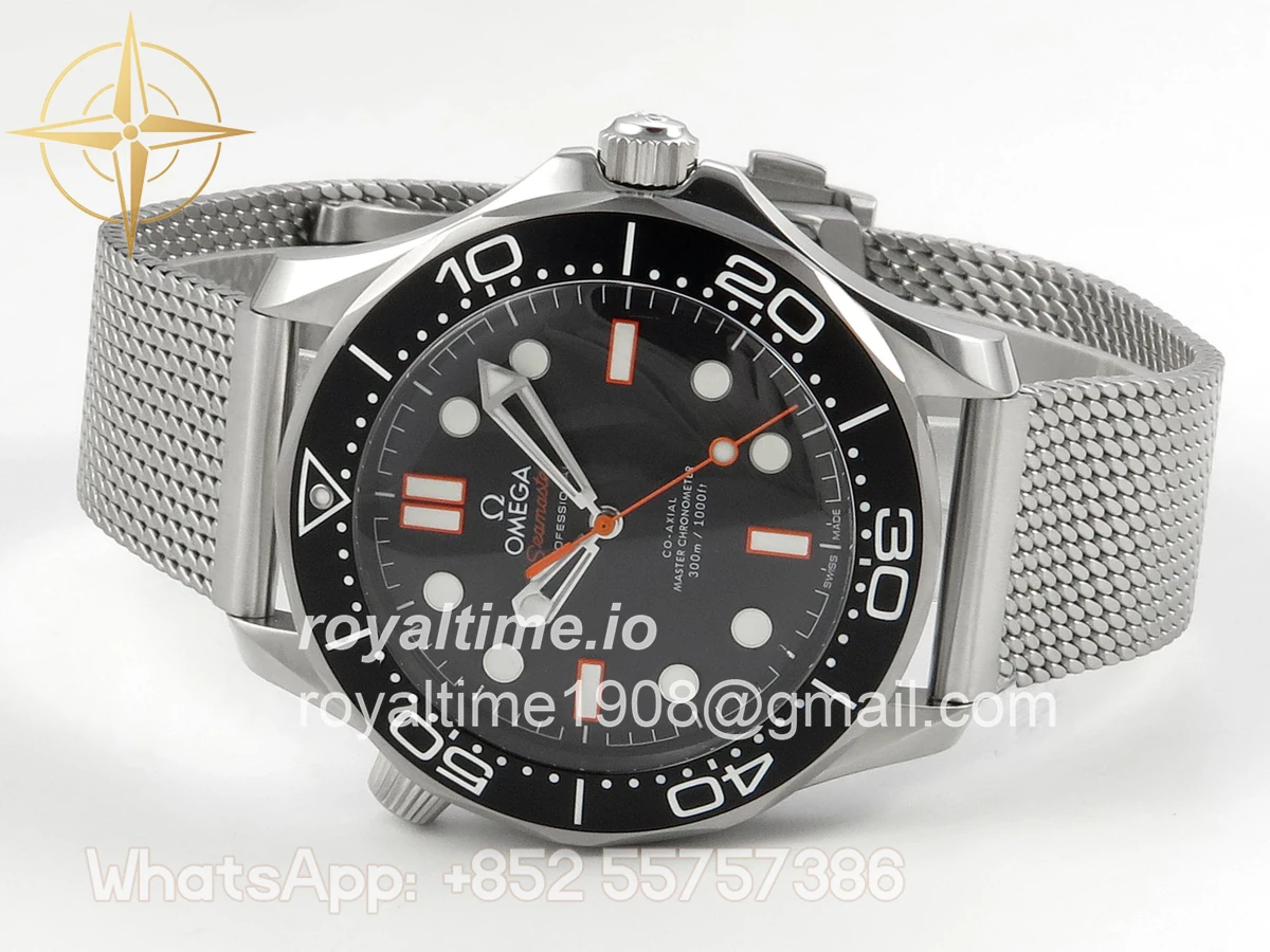 Omega Seamaster 300M Diver SS VSF Black/Orange Dial on SS Mesh Bracelet VS8806 - Image 8