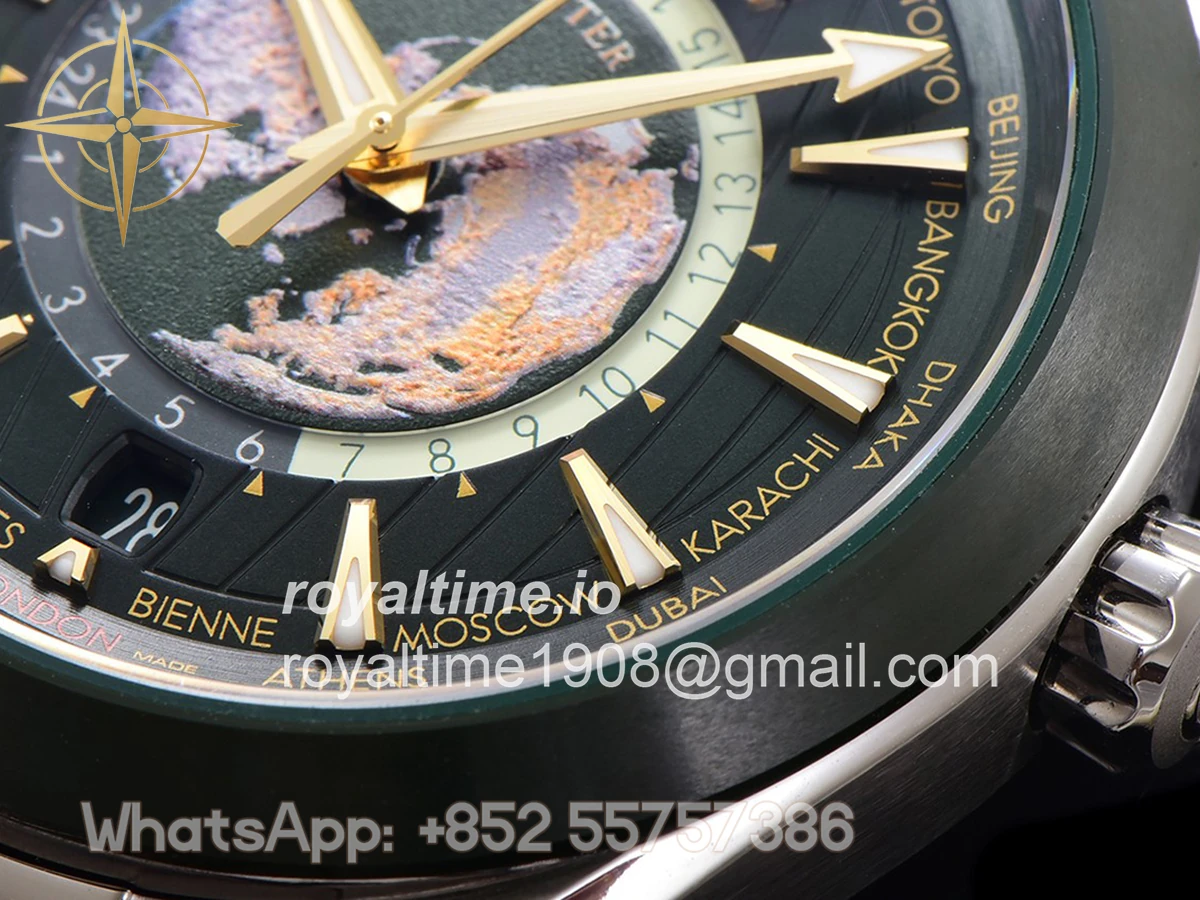 Omega Seamaster Aqua Terra Worldtimer Master Chrononometer Green Dial on Bracelet - Image 8