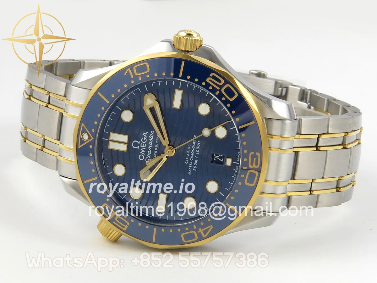 Omega Seamaster Diver 300M SS/YG ORF Blue Ceramic Blue Dial on SS/YG Bracelet OR8800 - Image 8