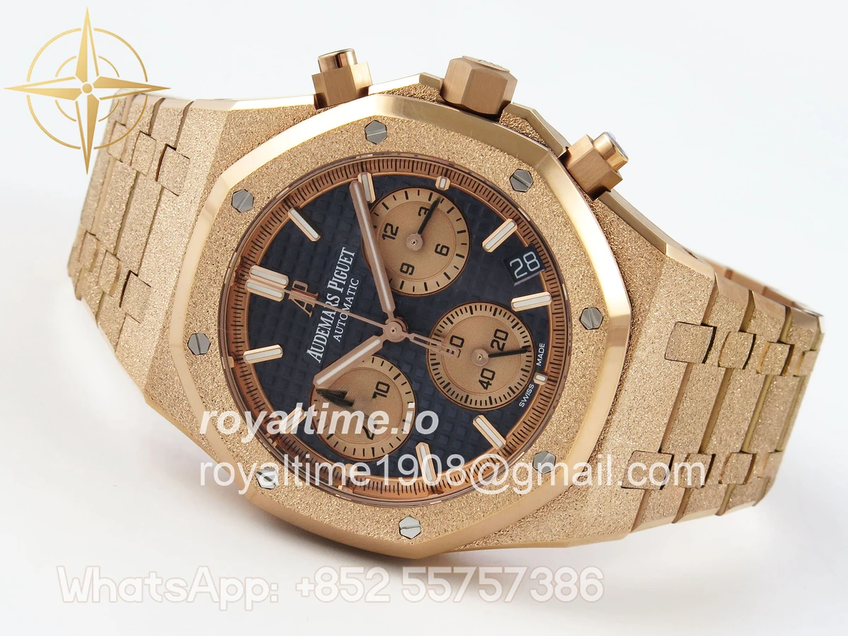 Audemars Piguet Royal Oak Chrono 26240 Frosted RG APSF Blue Dial on RG Bracelet SA4401 - Image 8