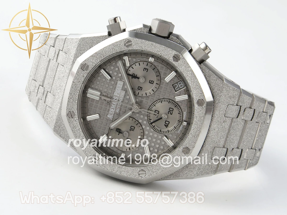 Audemars Piguet Royal Oak Chrono 26240 Frosted SS APSF Gray/Black Dial on Bracelet SA4401 V2 (Free Sprung) - Image 8