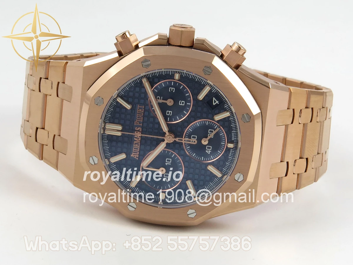 Audemars Piguet Royal Oak Chrono 26240 RG DDF Blue Dial on RG Bracelet DD4401 Gain Weight (SW Dial) - Image 8