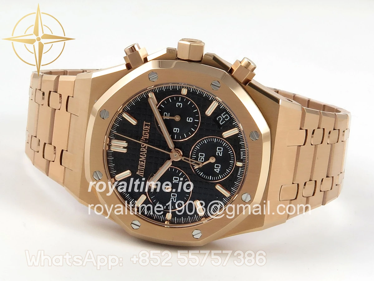 Audemars Piguet Royal Oak Chrono 26240 RG DDSF Black Dial on RG Bracelet DD4401 - Image 8