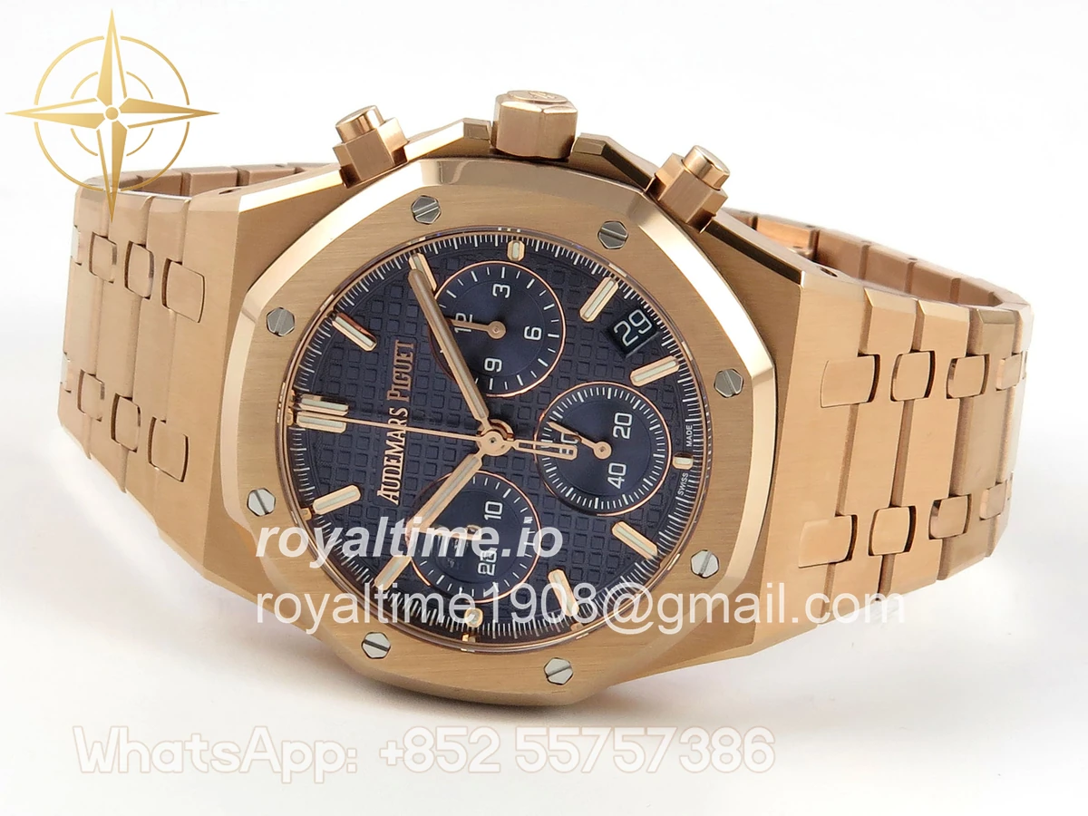 Audemars Piguet Royal Oak Chrono 26240 RG DDSF Blue Dial on RG Bracelet DD4401 - Image 8