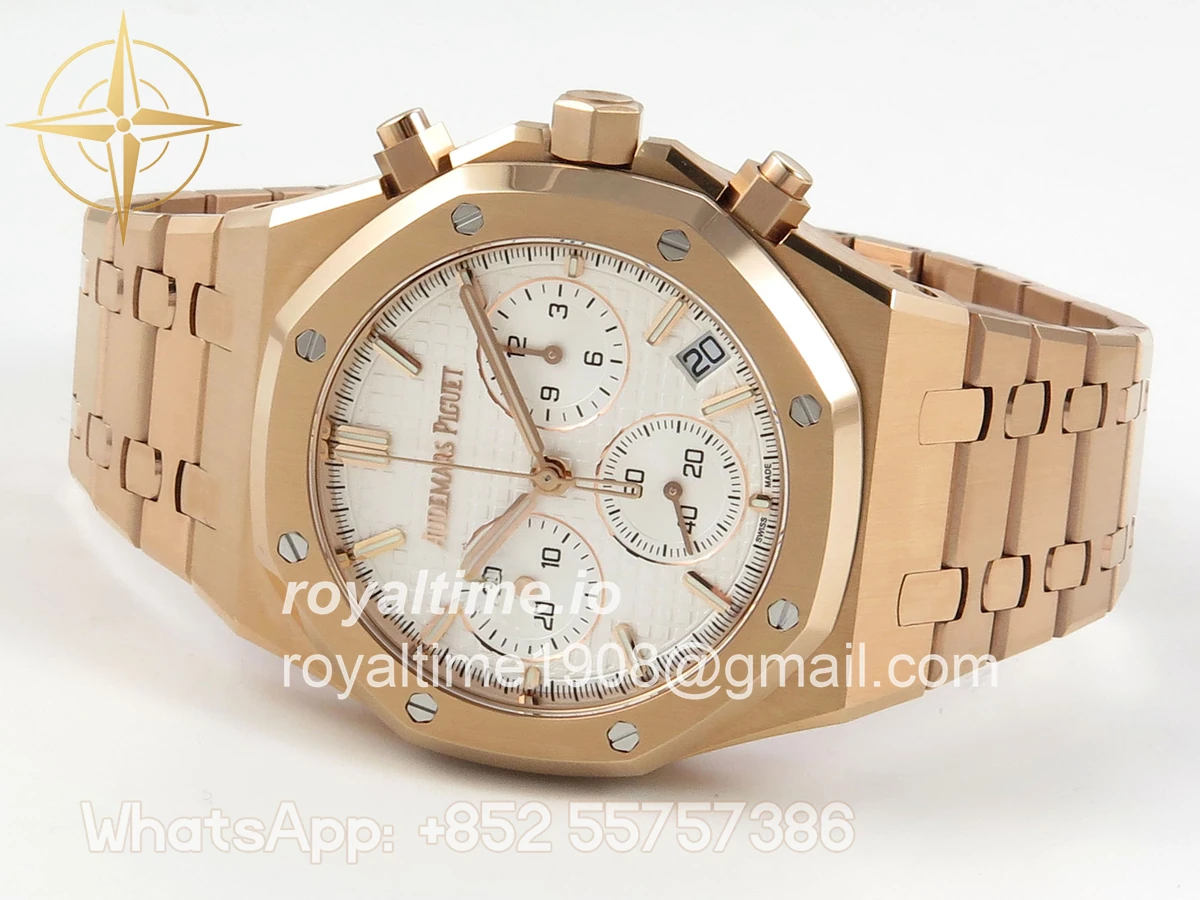 Audemars Piguet Royal Oak Chrono 26240 RG DDSF White Dial on RG Bracelet DD4401 - Image 8