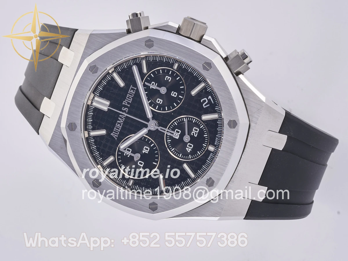 Audemars Piguet Royal Oak Chrono 26240 SS DDF Black Dial on Black Rubber Strap DD4401 (50th Anniversary) - Image 8