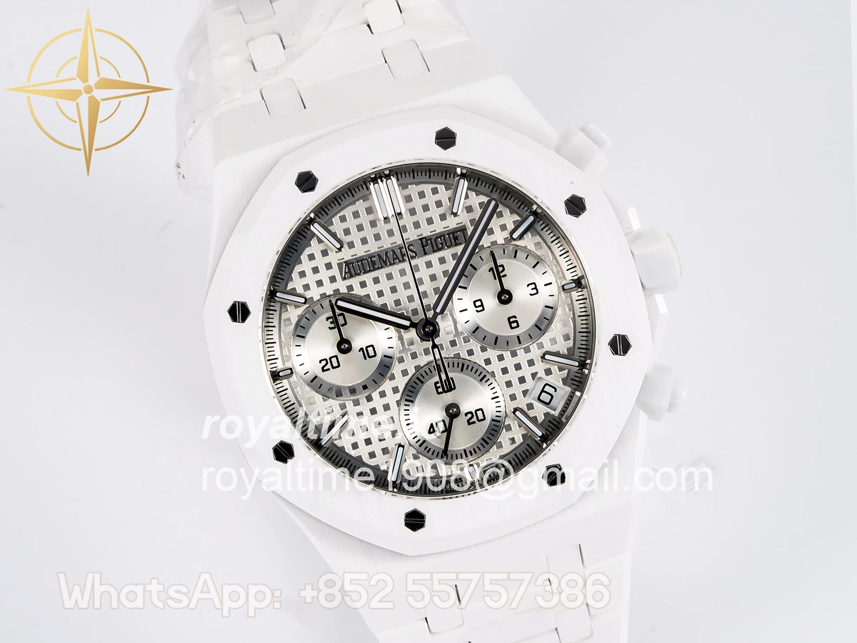 Audemars Piguet Royal Oak Chrono 26240 White Ceramic APSF Black Dial On White Ceramic Bracelet SA4401 - Image 8