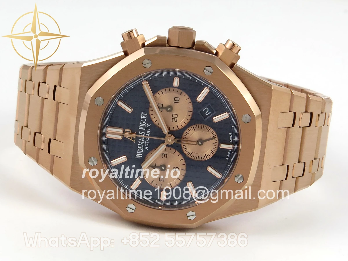 Audemars Piguet Royal Oak Chrono 26331 RG APSF Blue/RG Dial on RG Bracelet A2385 - Image 8