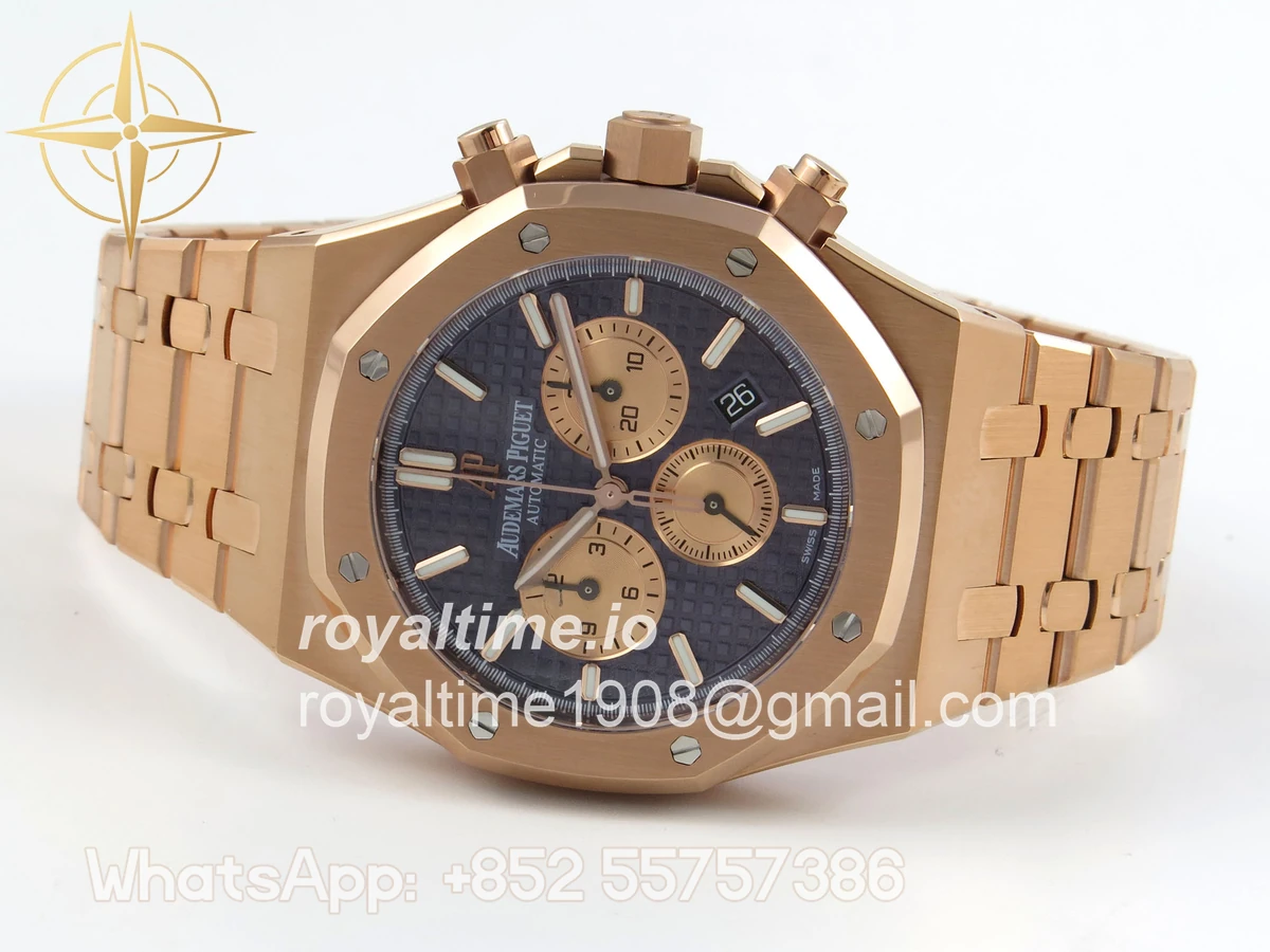 Audemars Piguet Royal Oak Chrono 26331 RG APWF Blue/RG Dial on RG Bracelet A2385 - Image 8