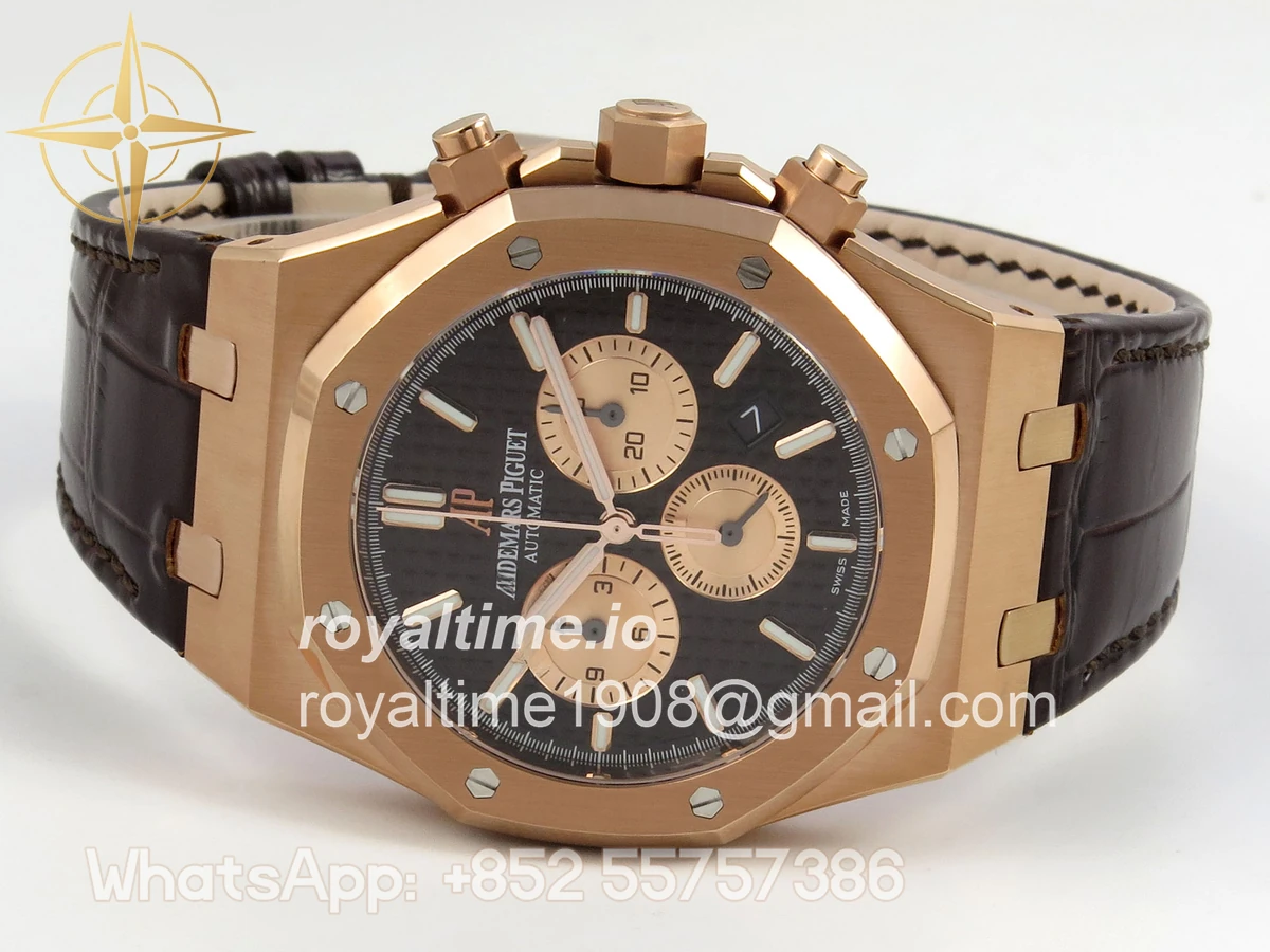 Audemars Piguet Royal Oak Chrono 26331 RG APWF Brown/RG Dial on Brown Leather Strap A2385 - Image 8