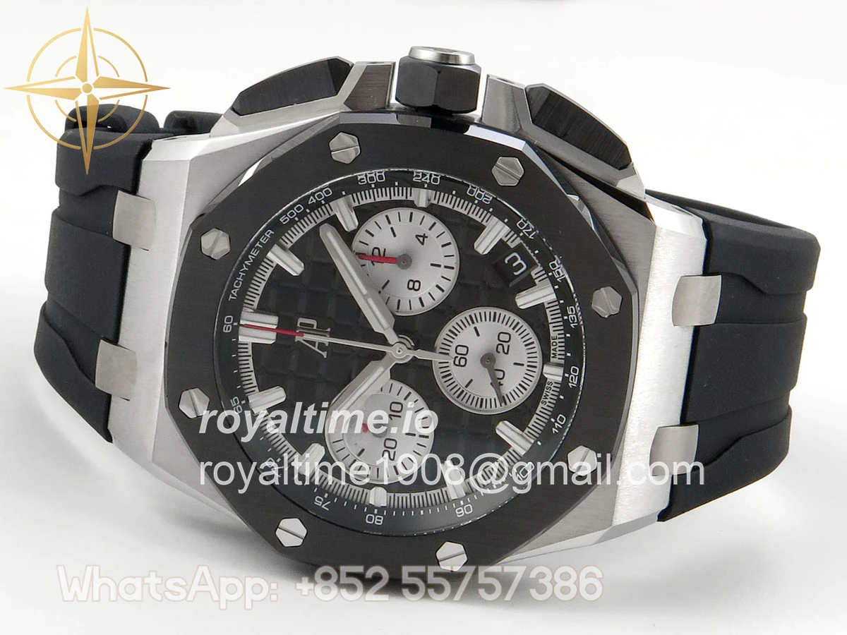 Audemars Piguet Royal Oak Offshore 43mm 26420 Ceramic Bezel SS DDF Black Dial On Black Rubber Strap DD4401 - Image 8
