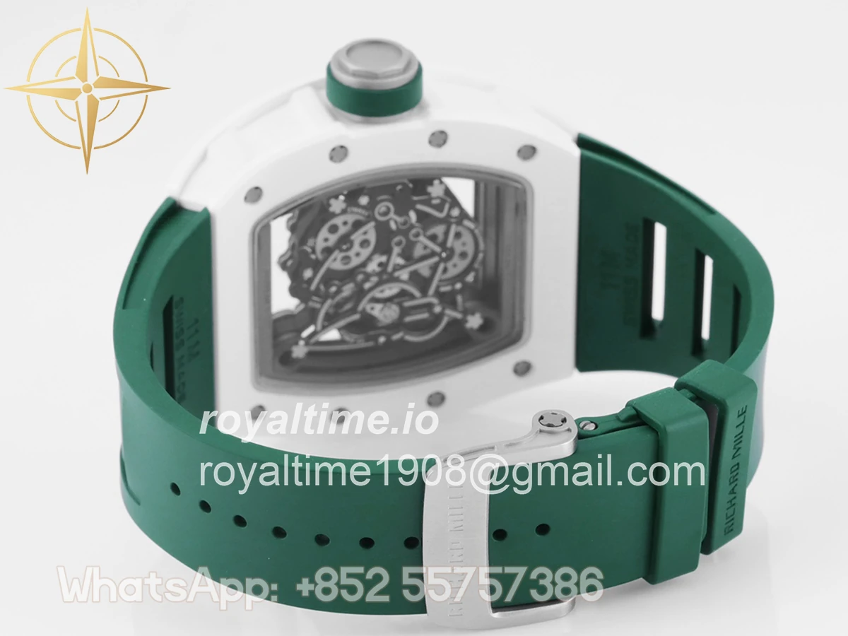 Richard Mille RM 055 White Bubba Watson White Ceramic on Green Rubber - Image 9
