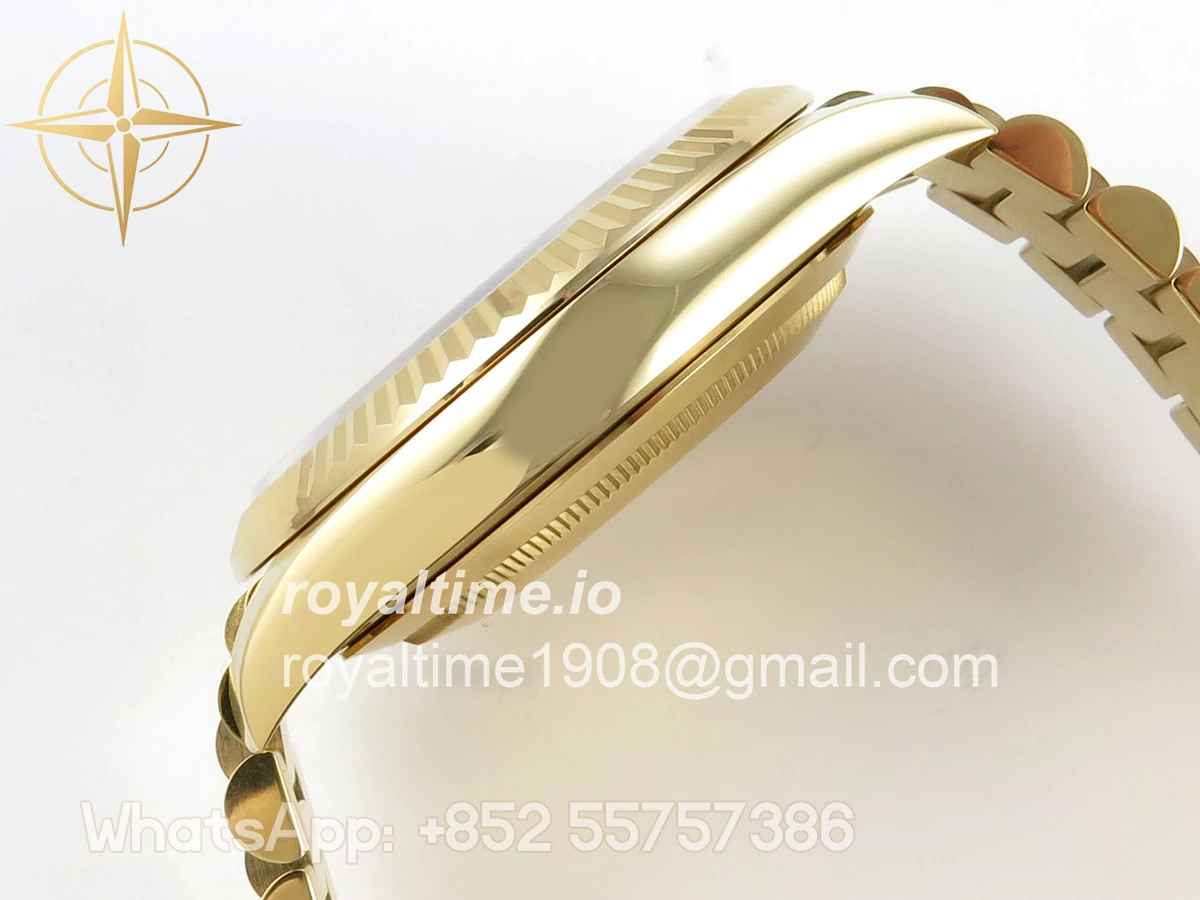 Rolex Day Date 40 YG TMF Black Wave Diamonds Dial on President Bracelet VR3255 (Weighted) 208g - Image 9