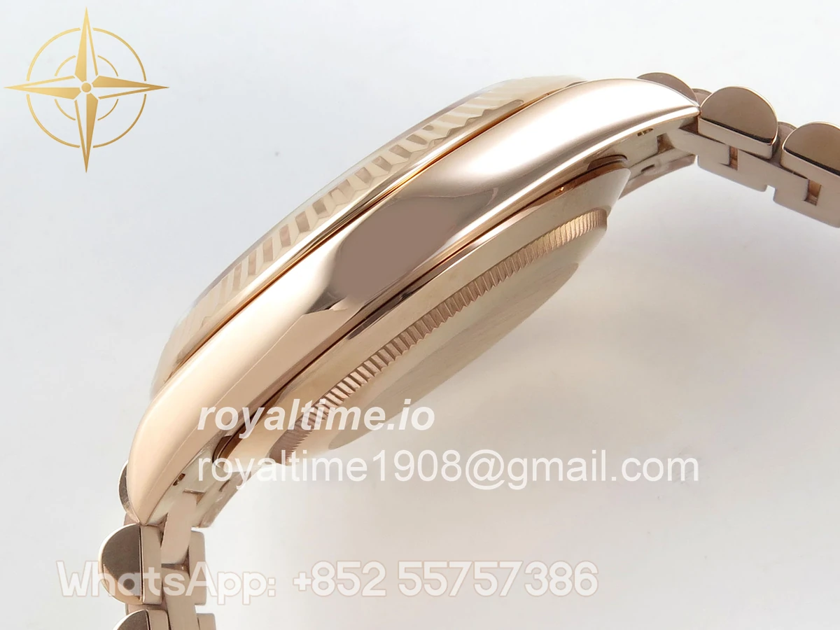 Rolex DayDate 40 RG QF 904L Steel Black Stick Dial on President Bracelet VR3255 V8 (Gain Weight) - Image 9