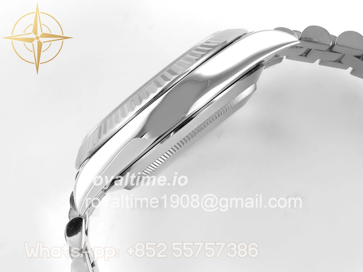 Rolex DayDate 40 SS QF 904L Steel White Roman Dial on President Bracelet VR3255 V8 (Gain Weight) - Image 9