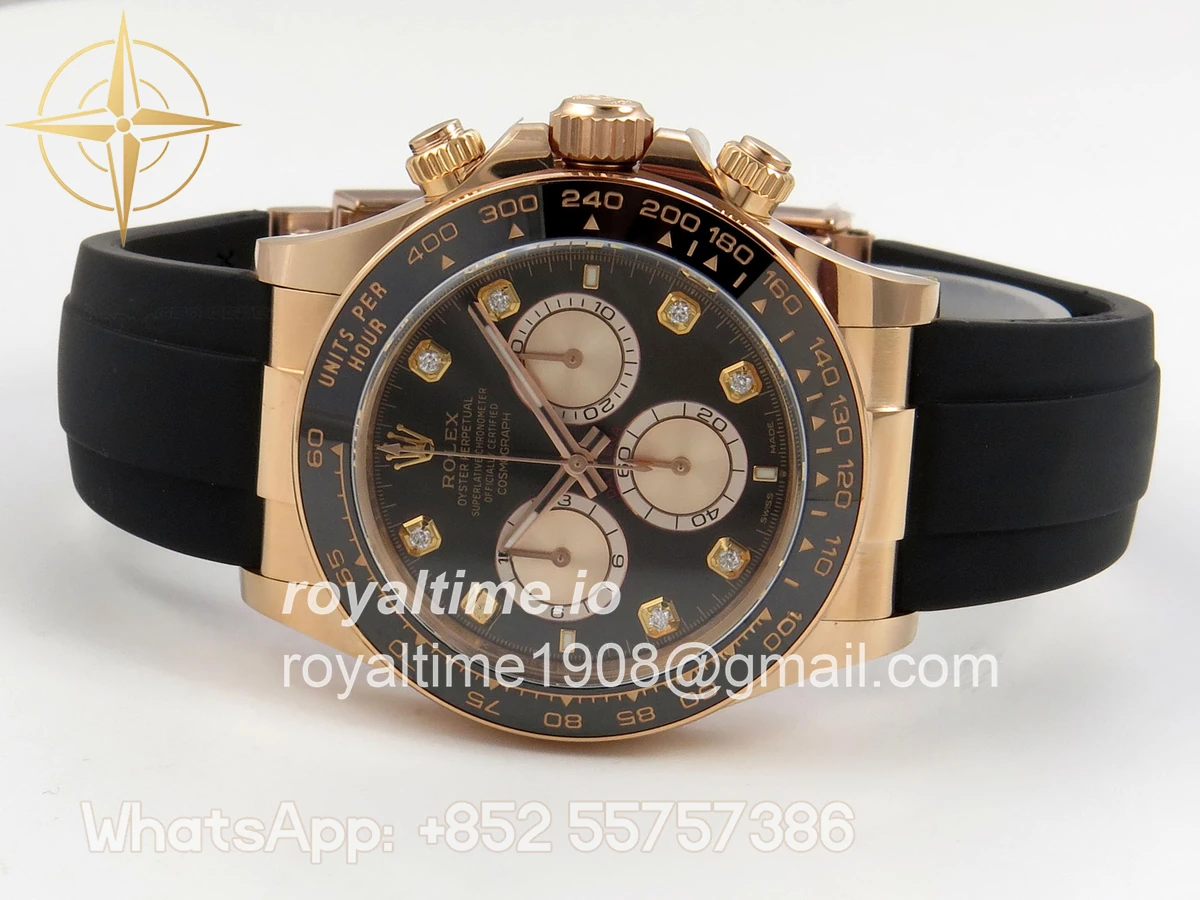 Rolex Daytona 126515 ARF Black/RG Diamonds Dial on Oysterflex Strap DD4131 V2 (Weighted) - Image 9