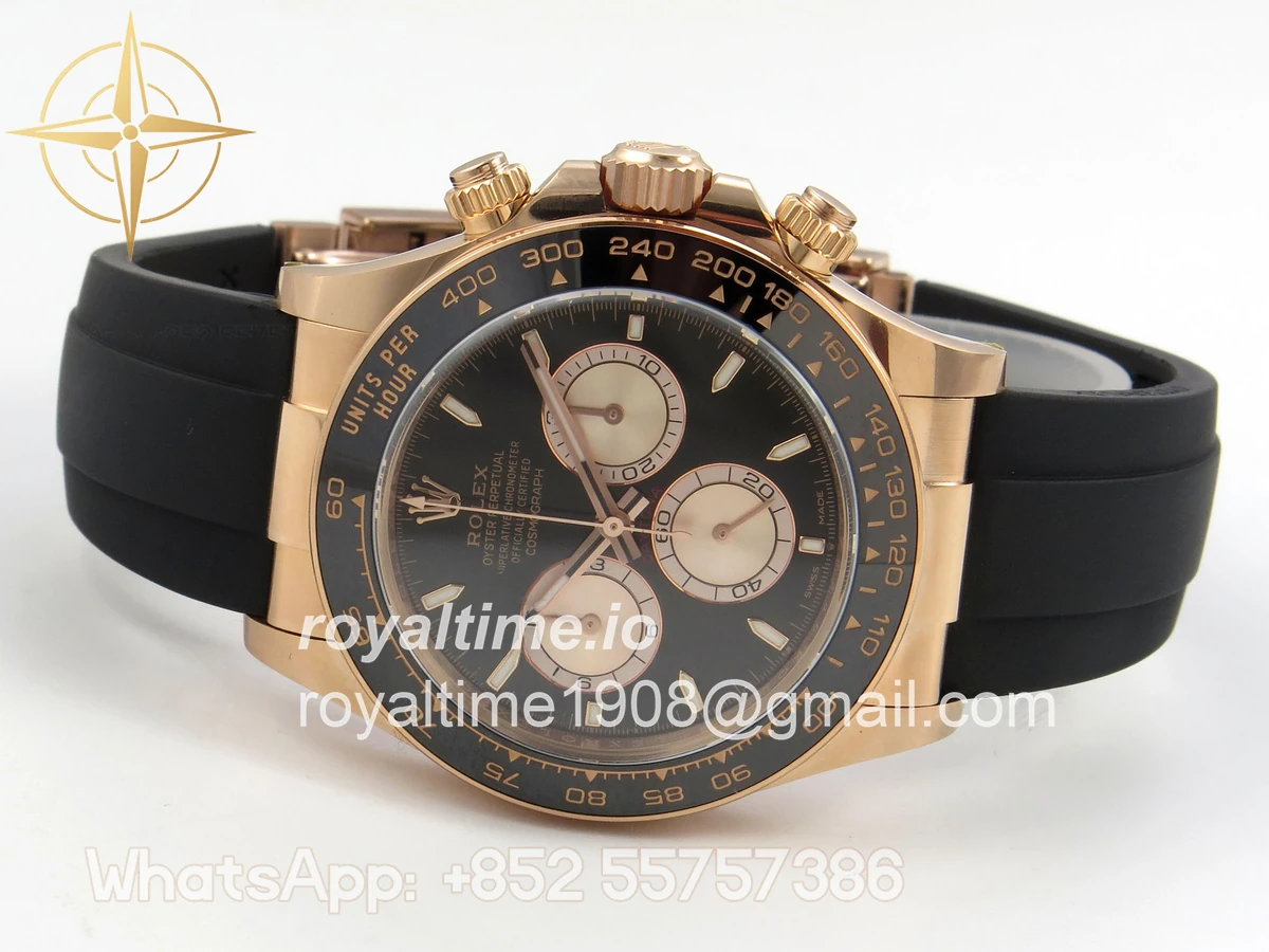 Rolex Daytona 126515 ARF Black/RG Stick Dial on Oysterflex Strap DD4131 V2 (Weighted) - Image 9