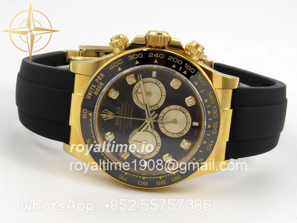 Rolex Daytona 126518 ARF Black/YG Diamonds Dial on Oysterflex Strap DD4131 V2 (Weighted) - Image 9