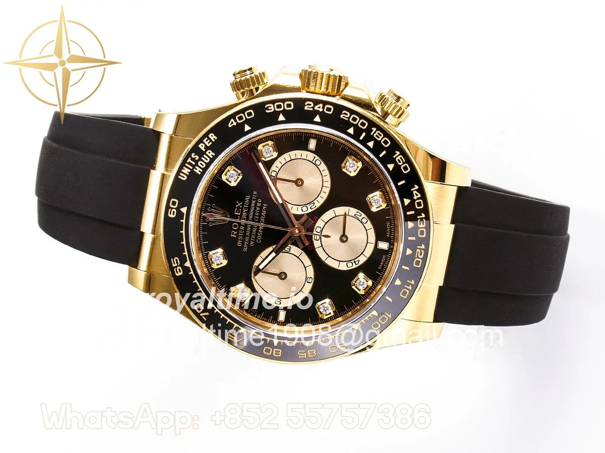 rolex Daytona 126518 YG ARF Black/YG Diamonds Dial on Oysterflex Strap DD4131 V2 (Weighted) - Image 9