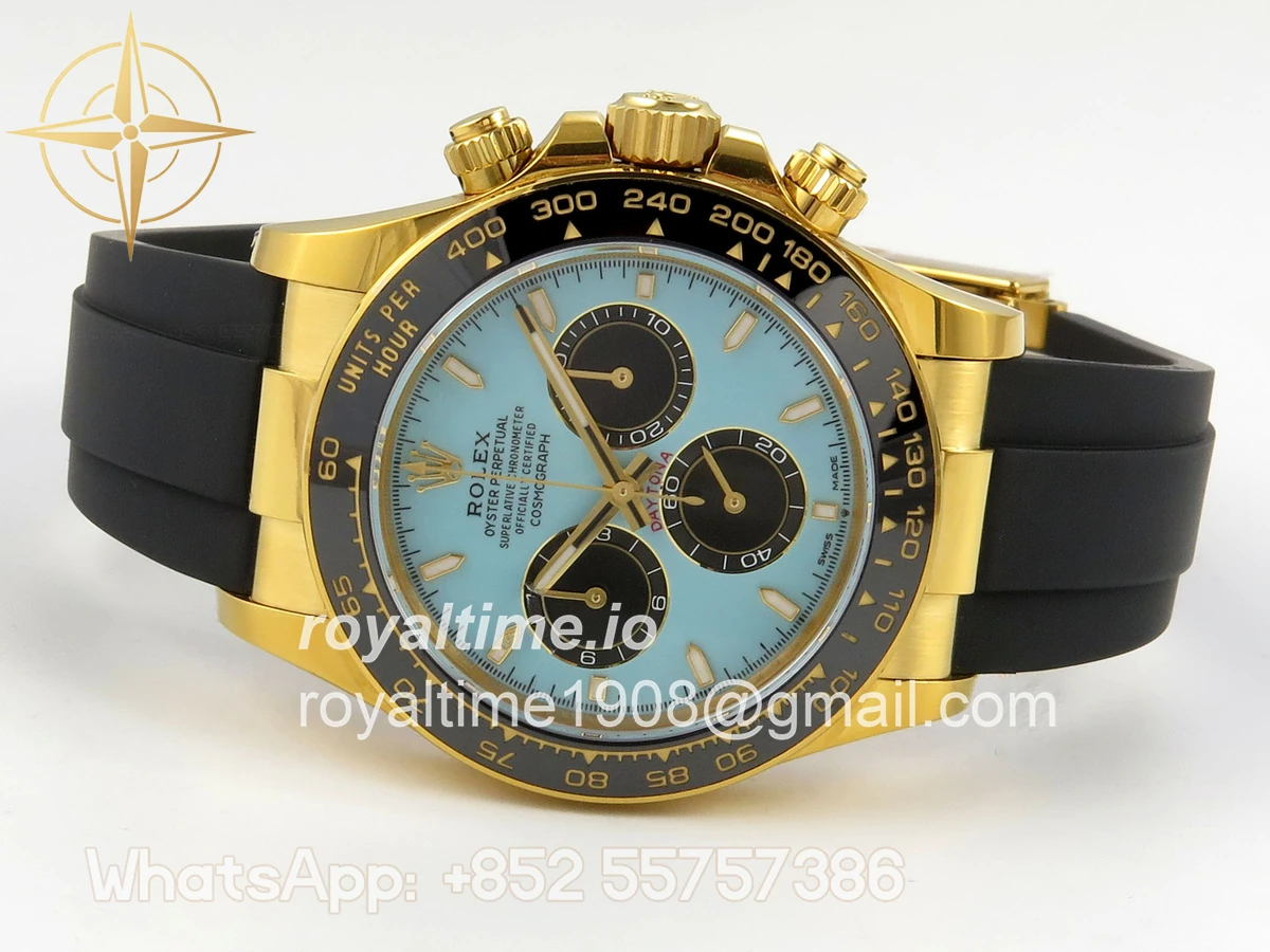 Rolex Daytona 126518 YG Clean Plus Tiffany Blue Dial on Black Rubber Strap DD4131 - Image 9