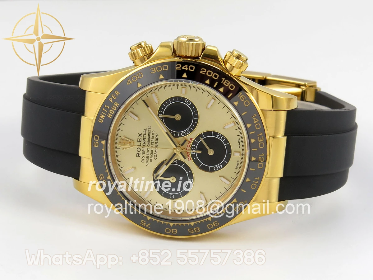 Rolex Daytona 126518 YG Clean Plus YG/Black Dial on Black Rubber Strap DD4131 - Image 9