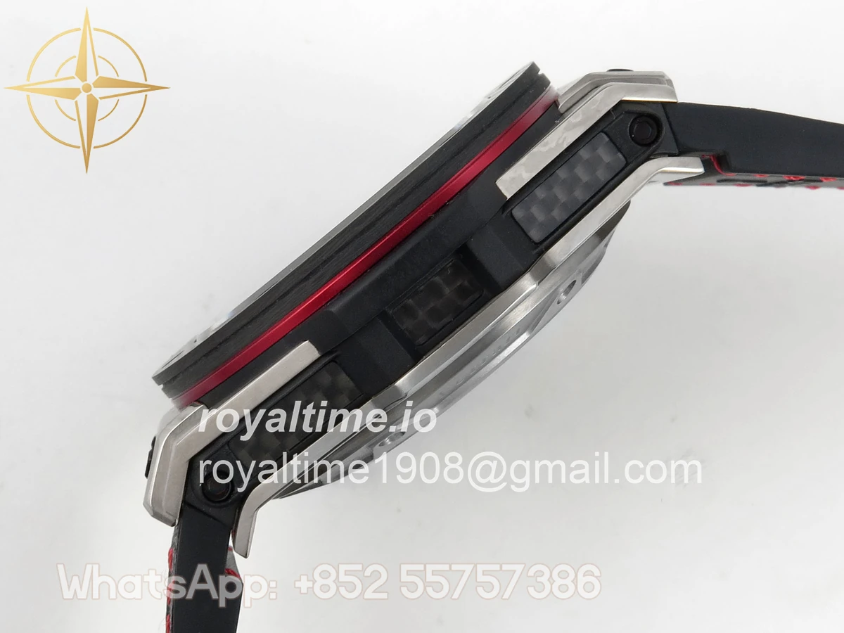 Hublot Big Bang Ferrari Titanium HBBF Carbon Fiber Bezel on Black Leather Strap A1241 - Image 9