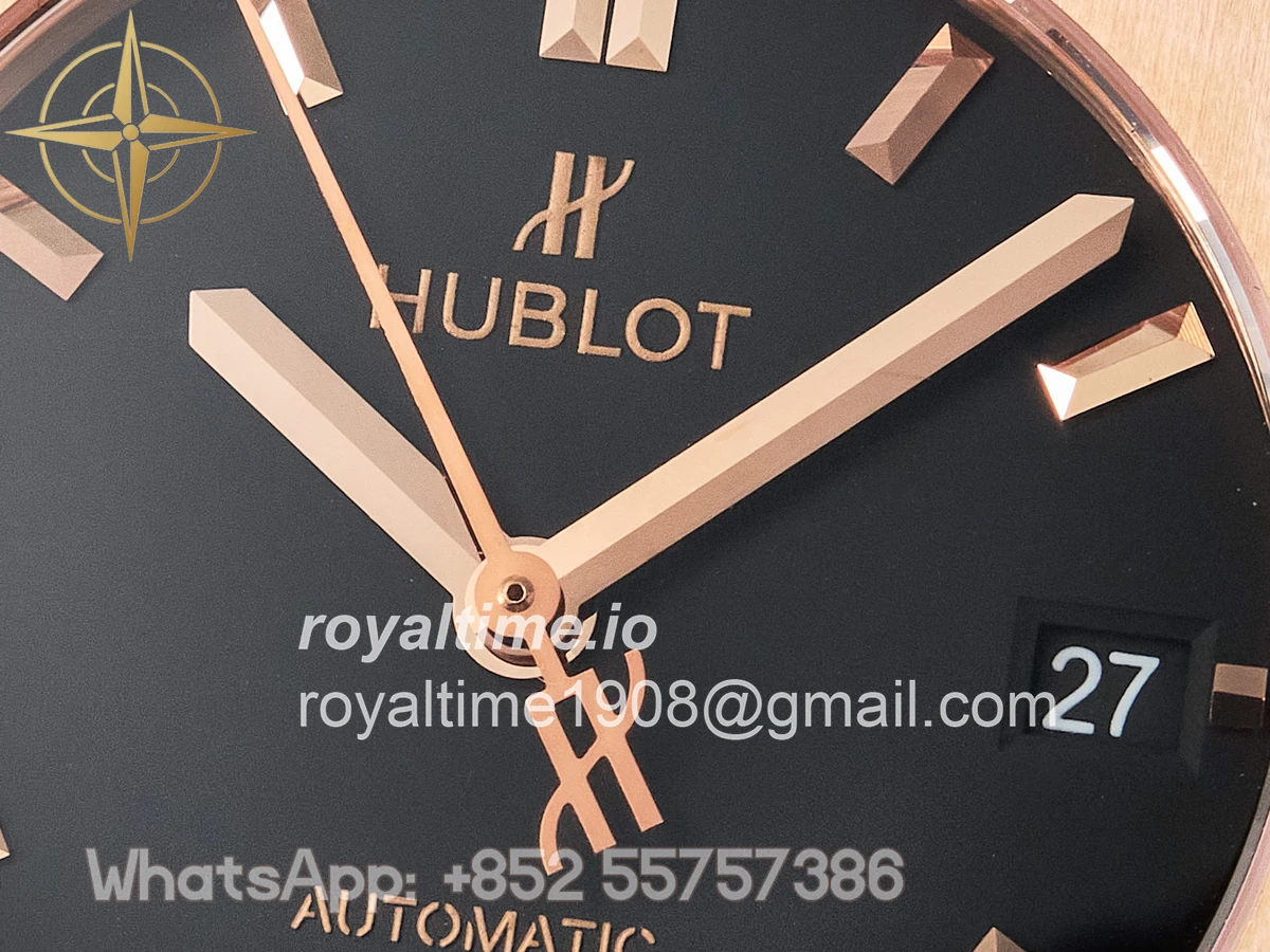 Hublot Classic Fusion 38mm RG JJF Black Dial on Black Gummy Leather Strap - Image 9