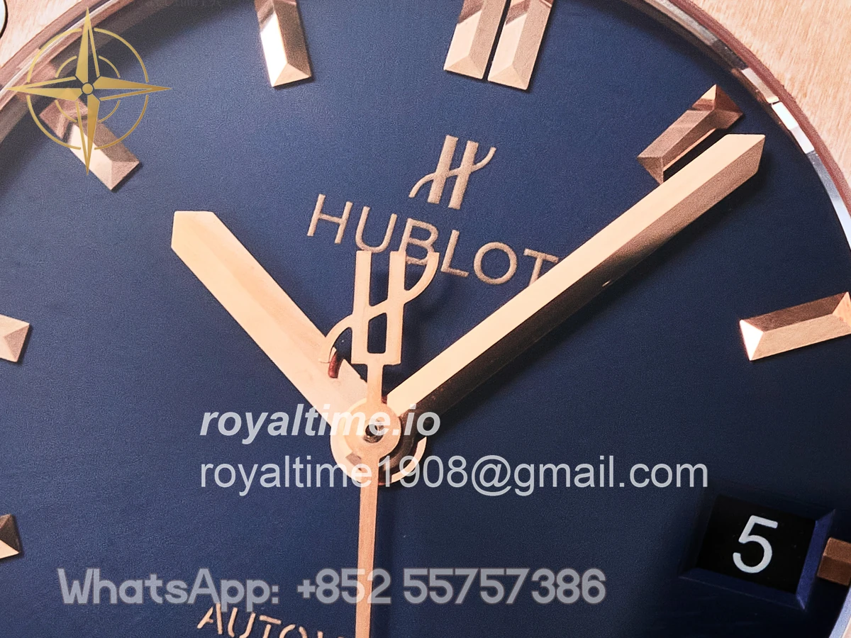 Hublot Classic Fusion 38mm RG JJF Blue Dial on Blue Gummy Leather Strap - Image 9
