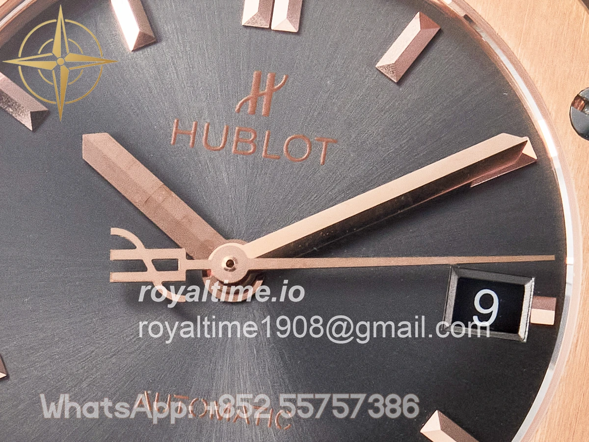 Hublot Classic Fusion 38mm RG JJF Gray Dial on Black Gummy Leather Strap - Image 9