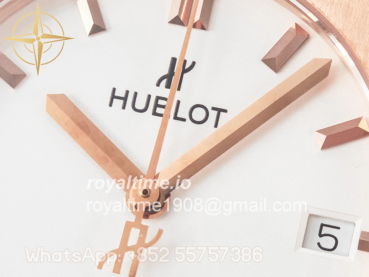 Hublot Classic Fusion 38mm RG JJF White Dial on Black Gummy Leather Strap - Image 9