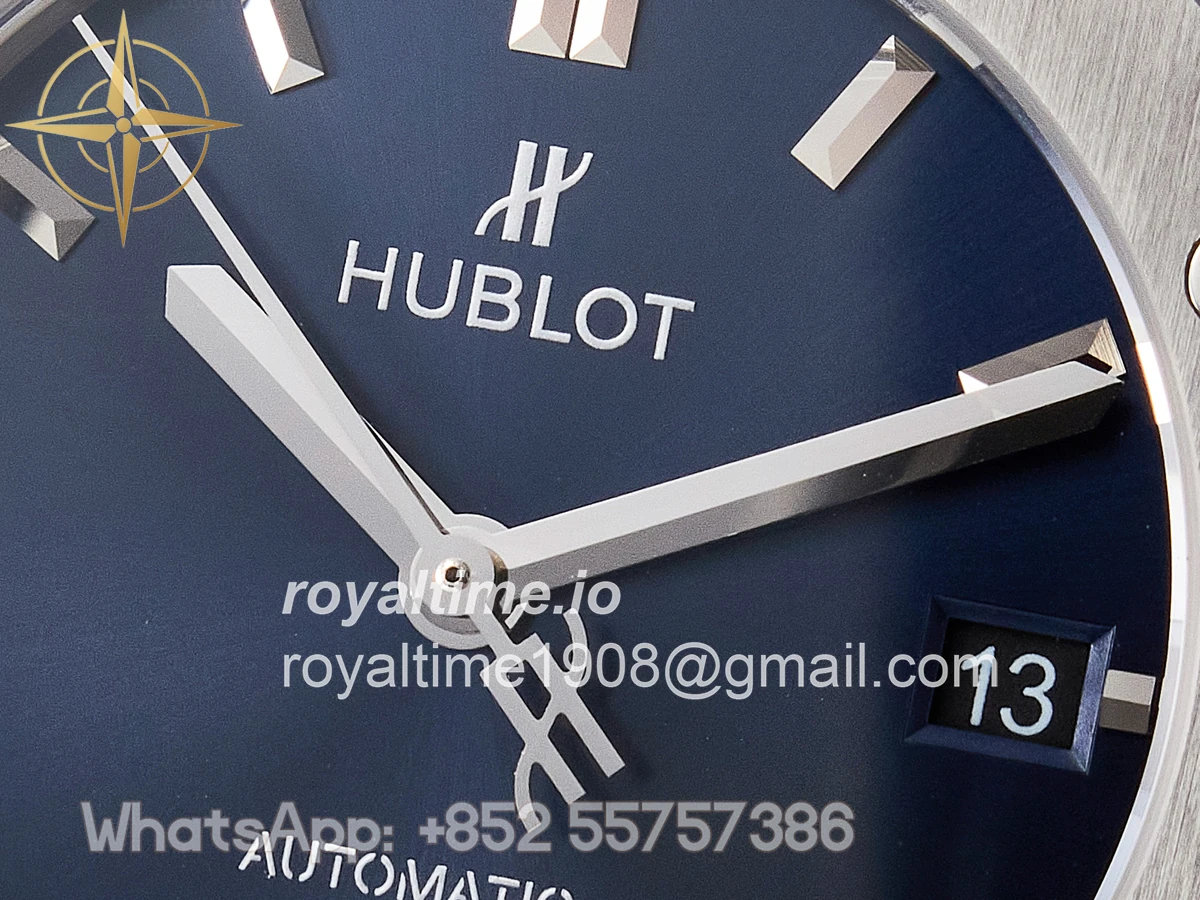 Hublot Classic Fusion 38mm SS JJF Blue Dial on Blue Gummy Leather Strap - Image 9