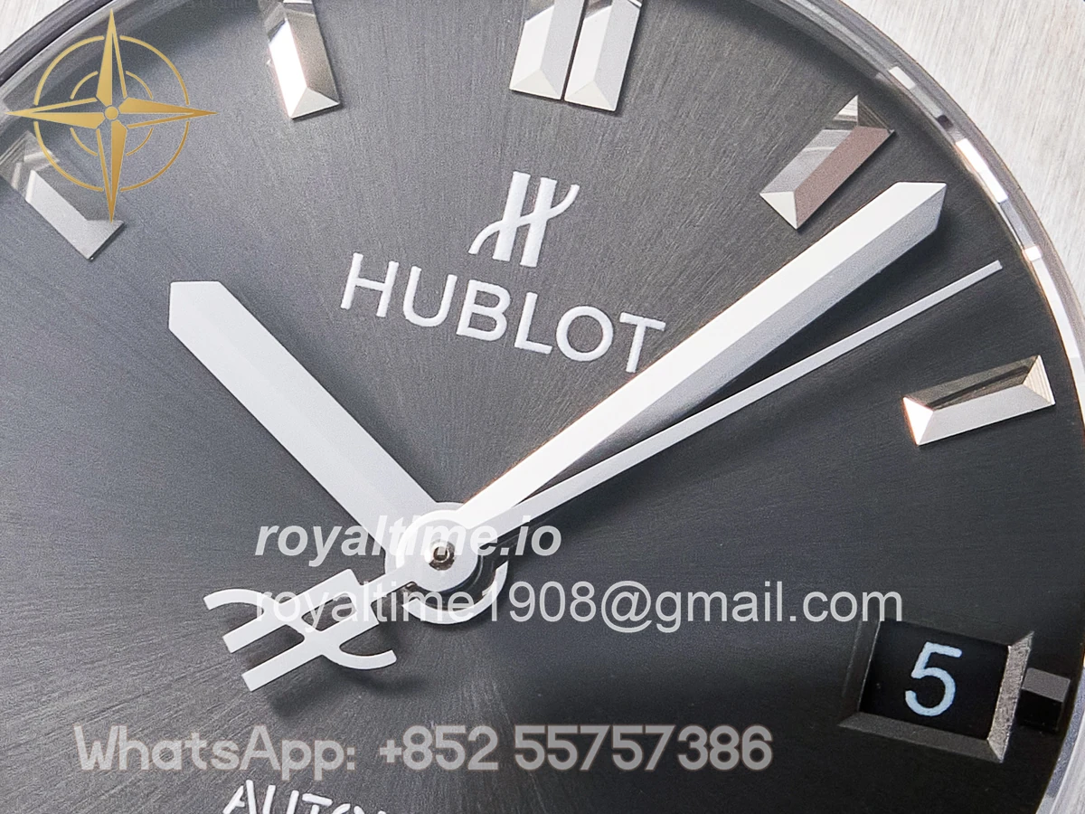 Hublot Classic Fusion 38mm SS JJF Gray Dial on Black Gummy Leather Strap - Image 9