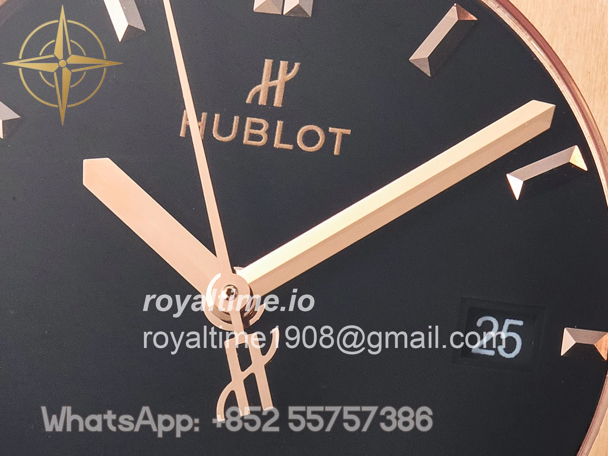 Hublot Classic Fusion 42mm RG JJF Black Dial on Black Gummy Leather Strap - Image 9