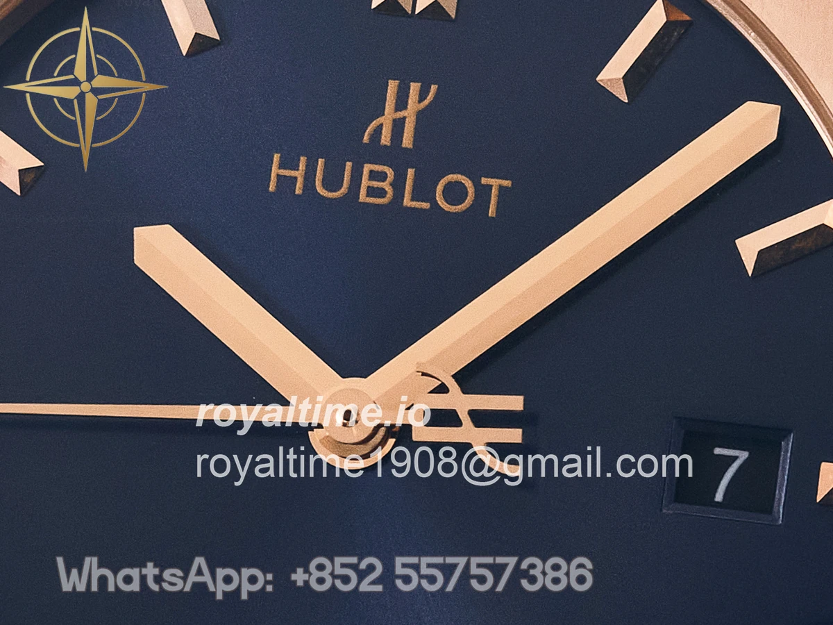 Hublot Classic Fusion 42mm RG JJF Blue Dial on Blue Gummy Leather Strap - Image 9