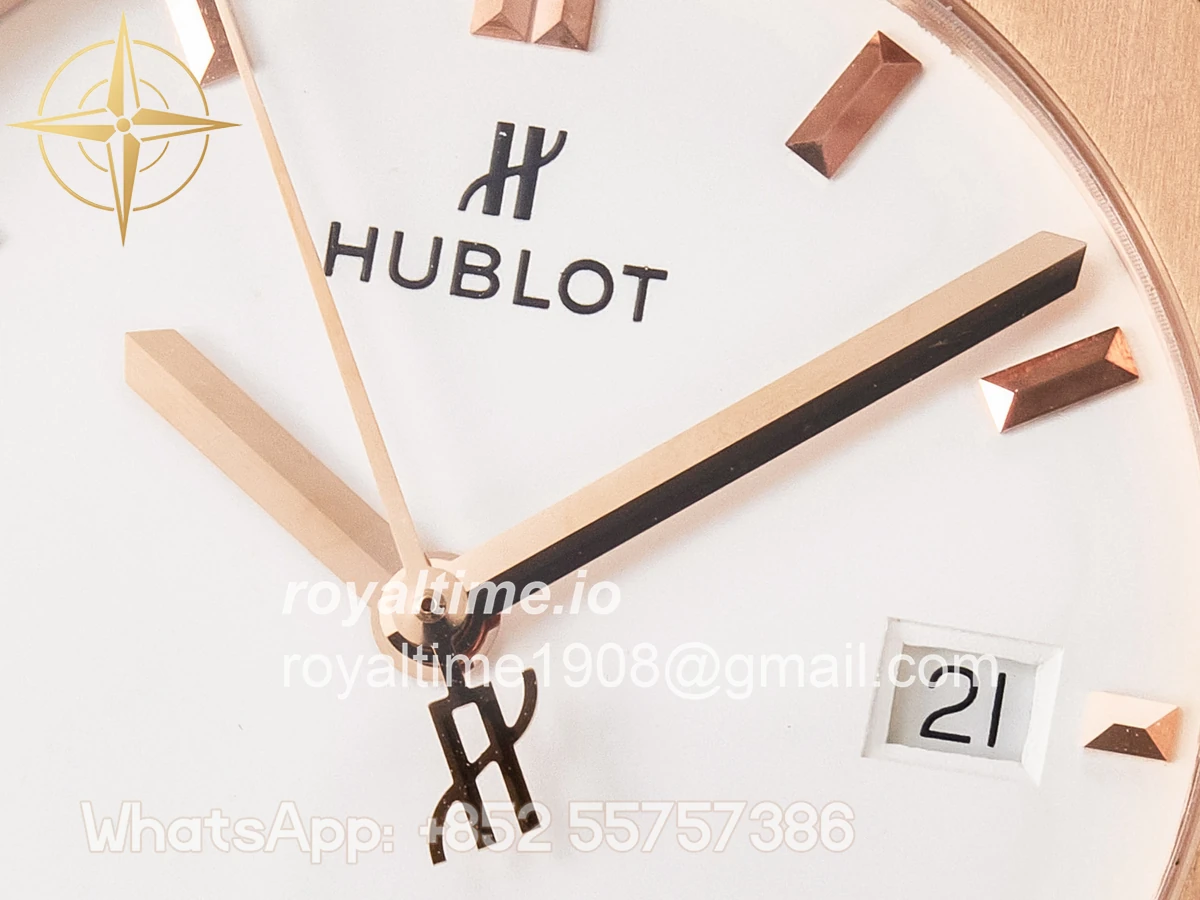 Hublot Classic Fusion 42mm RG JJF White Dial on Black Gummy Leather Strap - Image 9