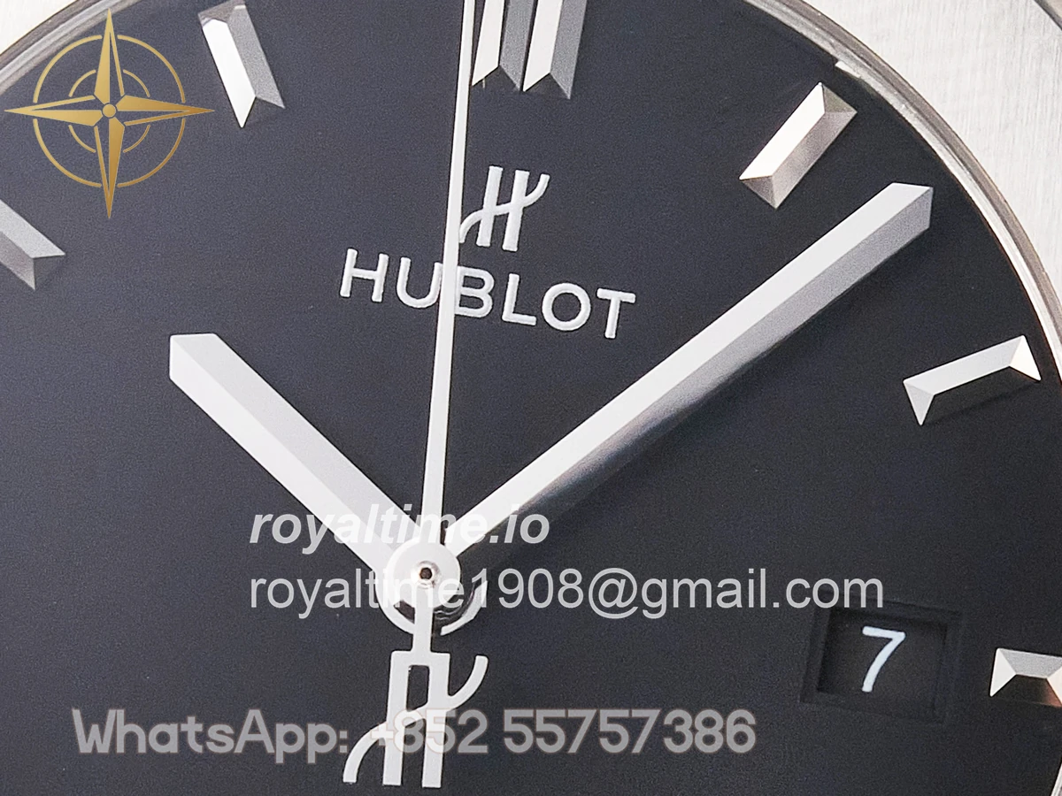 Hublot Classic Fusion 42mm SS JJF Black Dial on Black Gummy Leather Strap - Image 9