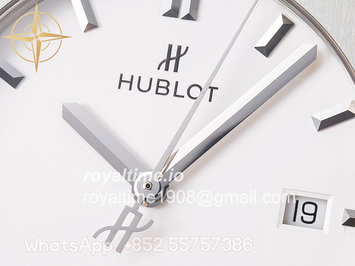 Hublot Classic Fusion 42mm SS JJF White Dial on Black Gummy Leather Strap - Image 9