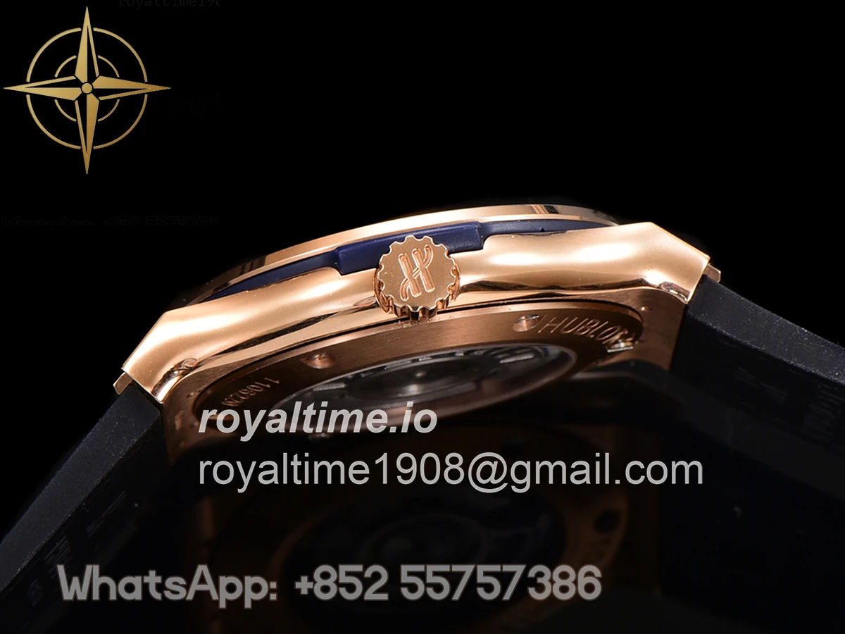 Hublot Classic Fusion Automatic 42mm Diamond Paved Dial in Rose Gold on Brown Leather Strap - Image 9