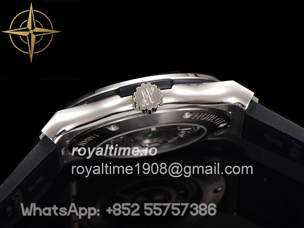 Hublot Classic Fusion Automatic 42mm Diamond Paved Dial in Steel on Black Leather Strap - Image 9