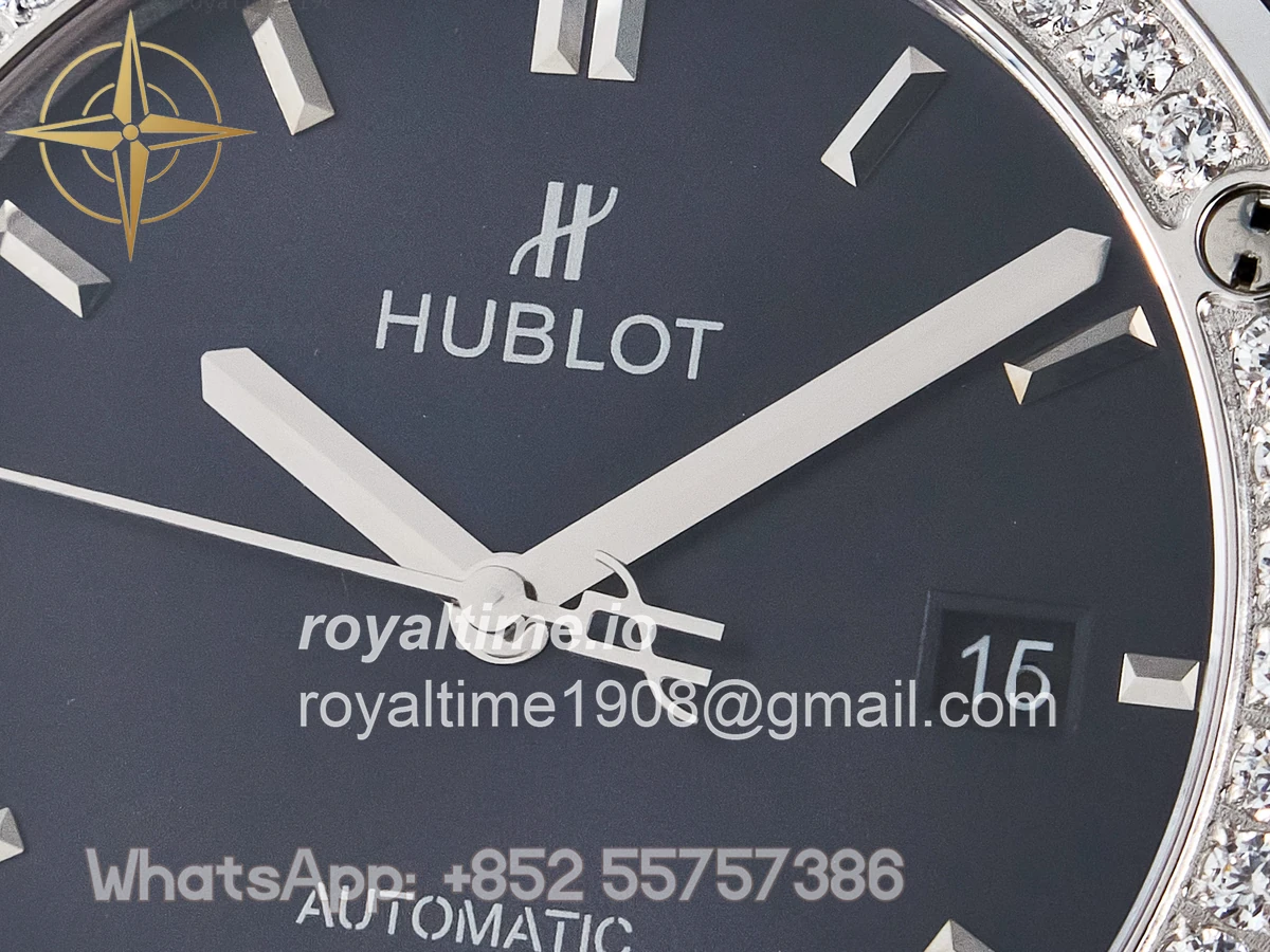 Hublot Classic Fusion Bang 42mm HBF Blue Dial Diamonds Bezel on Blue Leather Strap A2892 - Image 9
