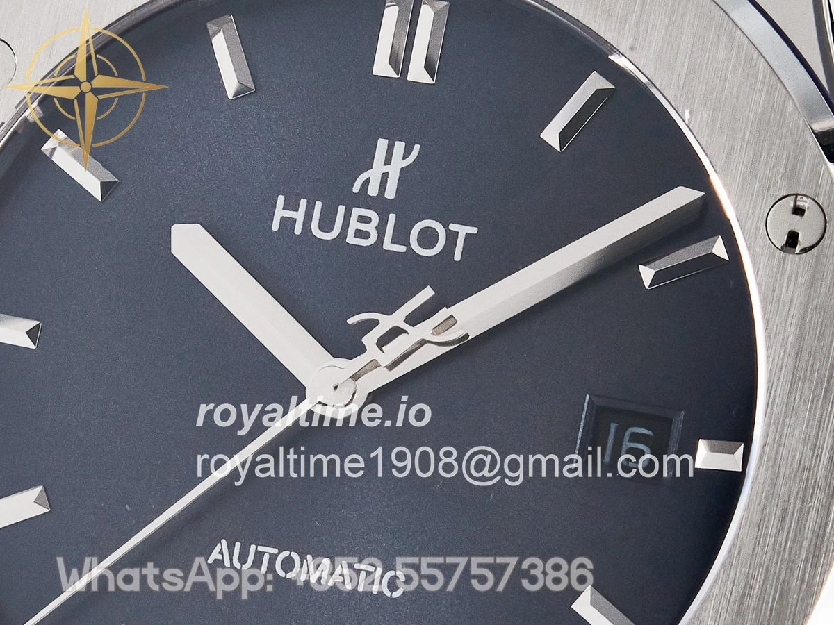 Hublot Classic Fusion Bang 42mm HBF Blue Dial on Blue Leather Strap A2892 - Image 9