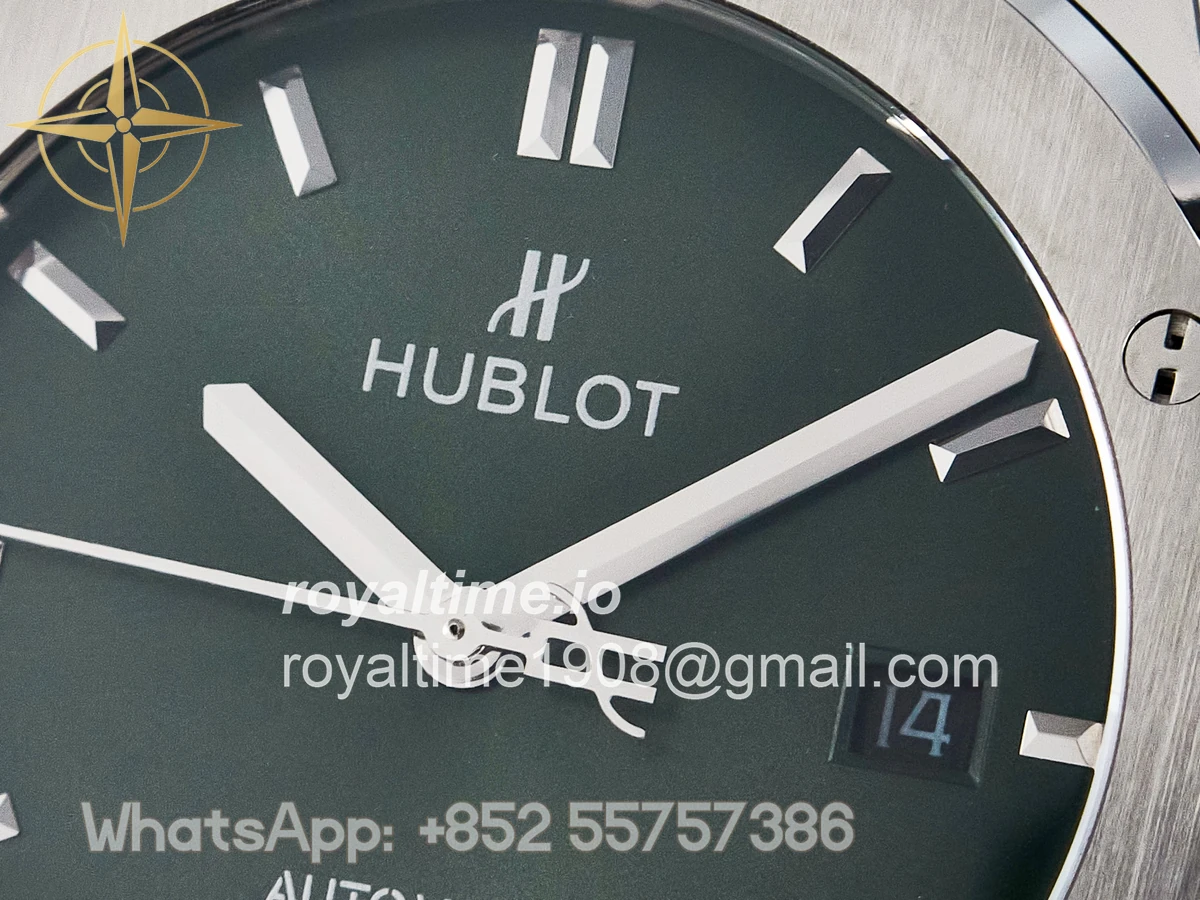 Hublot Classic Fusion Bang 42mm HBF Green Dial on Green Leather Strap A2892 - Image 9