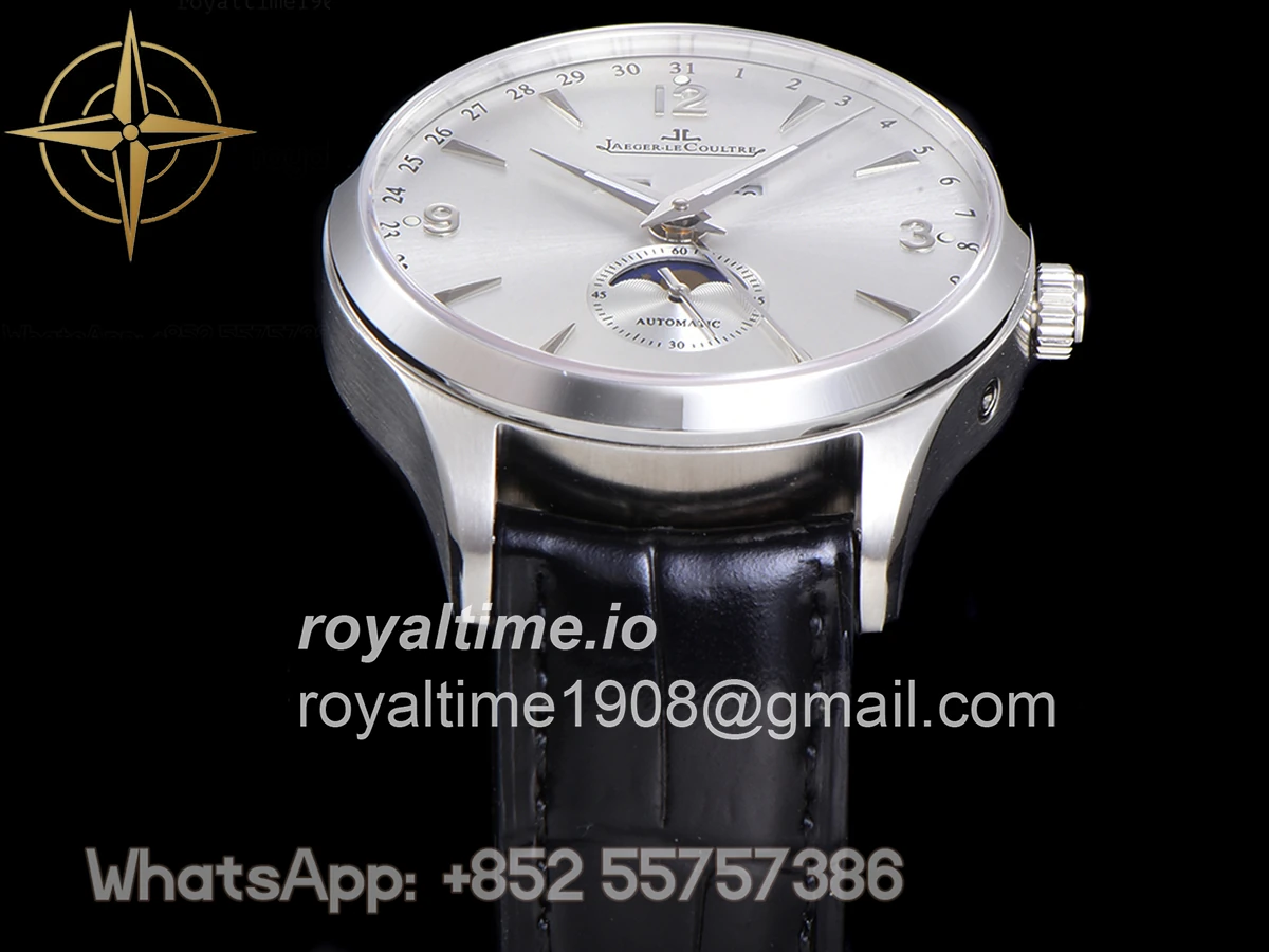 Jaeger-LeCoultre Master Calendar Silver Dial in Steel on Black Leather Strap - Image 9